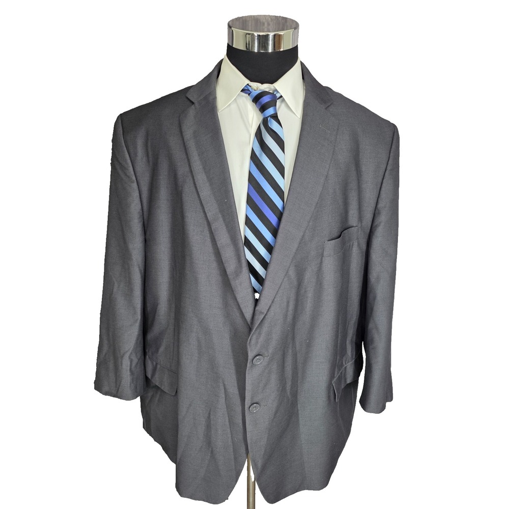 Fellini Uomo Blazer Mens‎ 56R Gray Super 140's Sports Coat Jacket 2 B Big & Tall